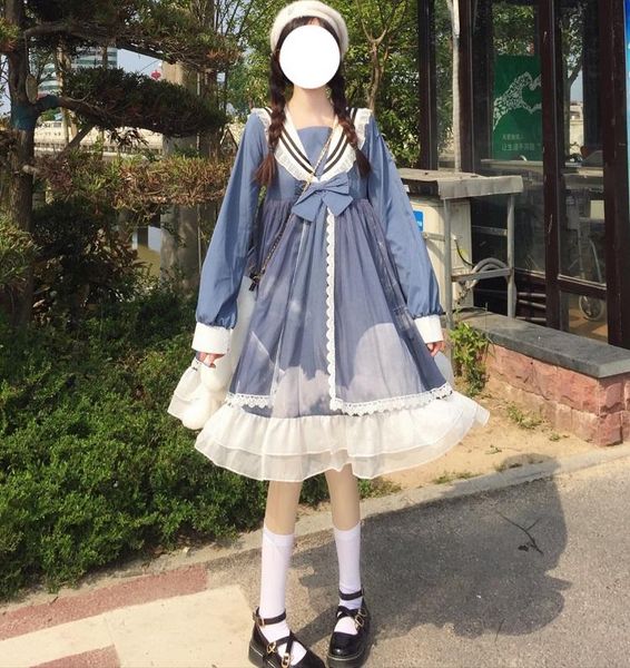 casual dresses japanese lolita style harajuku gothic bandage sweet sailor collar bow girl cosplay full sleeve lace dress kawaii ruffles, Black;gray
casual dresses japanese lolita style harajuku gothic bandage sweet sailor collar bow girl cosplay full sleeve lace dress kawaii ruffles, Black;gray