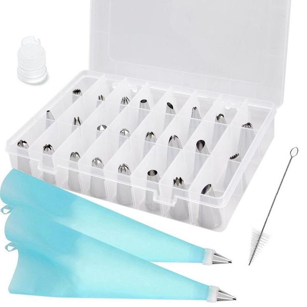 cake tools 27pcs/set reusable silicone icing piping cream pastry bags+24 stainless steel nozzle set +1 coupler & cleaning brush
cake tools 27pcs/set reusable silicone icing piping cream pastry bags+24 stainless steel nozzle set +1 coupler & cleaning brush