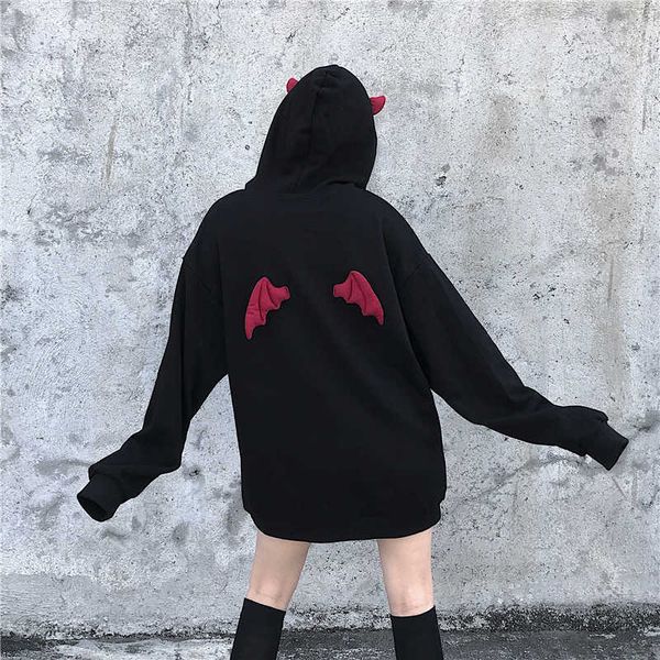 winter women's hooded sweatshirt women korean ins harajuku vintage dark devil small wings fashion loose bf 210608, Black
winter women's hooded sweatshirt women korean ins harajuku vintage dark devil small wings fashion loose bf 210608, Black