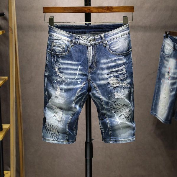 summer men's ripped short jeans personality fashion heavy craft stretch slim cotton denim shorts male brand, White;black
summer men's ripped short jeans personality fashion heavy craft stretch slim cotton denim shorts male brand, White;black