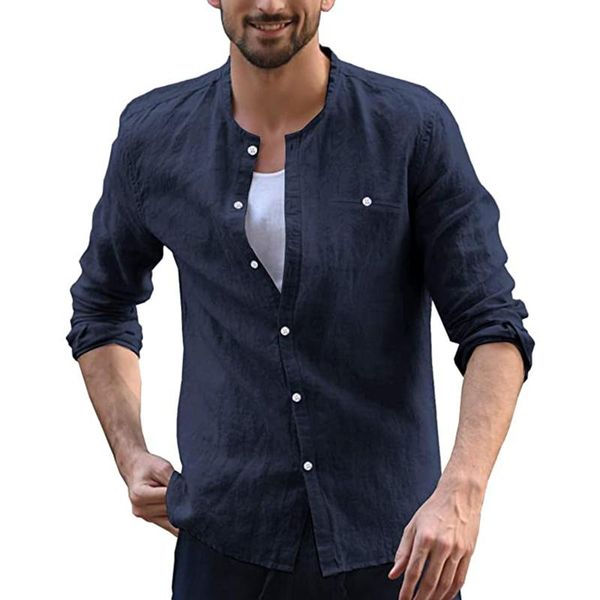 men's casual shirts business shirt solid color stand collar cardigan long sleeve buttoon spring autumn loose, White;black
men's casual shirts business shirt solid color stand collar cardigan long sleeve buttoon spring autumn loose, White;black