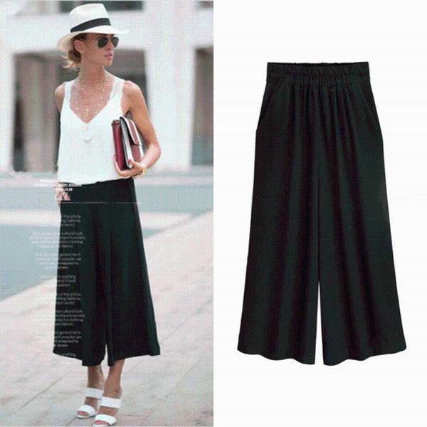 women's pants & capris asds style elastic waist middle wide leg summer leisure b-313, Black;white
women's pants & capris asds style elastic waist middle wide leg summer leisure b-313, Black;white
