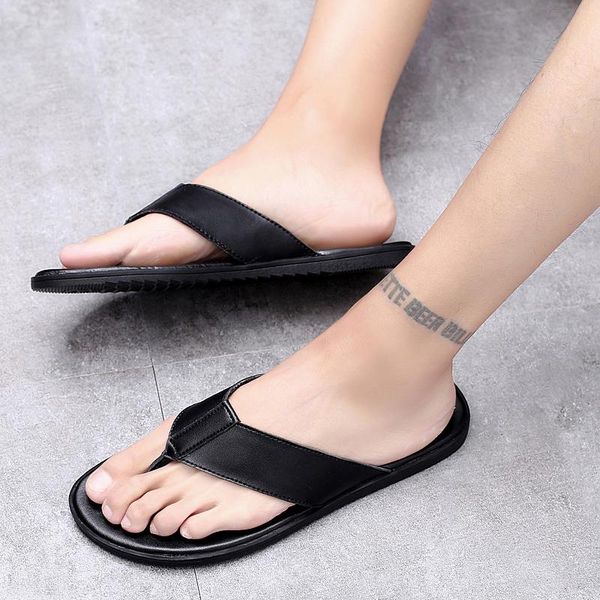 slippers fashionbrand summer beach flip flops men pu leather male flats sandals outdoor rubber thong shoes, Black
slippers fashionbrand summer beach flip flops men pu leather male flats sandals outdoor rubber thong shoes, Black