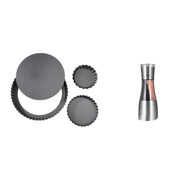 baking & pastry tools 4 pcs kitchen accessories: 3 4inch+5inch+9inch quiche pan 1 dual mill shaker with adjustable coarseness
baking & pastry tools 4 pcs kitchen accessories: 3 4inch+5inch+9inch quiche pan 1 dual mill shaker with adjustable coarseness