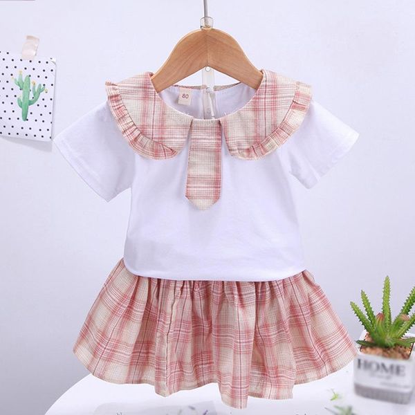 clothing sets baby girls summer clothes suit lapel short sleeve t-shirt plaid skirt 2pcs children's set 6m-2y, White
clothing sets baby girls summer clothes suit lapel short sleeve t-shirt plaid skirt 2pcs children's set 6m-2y, White