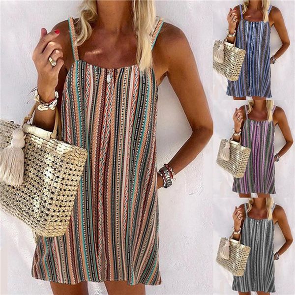 casual dresses summer printed dress women backless suspender beach striped camis bohemian holiday style woman clothing, Black;gray
casual dresses summer printed dress women backless suspender beach striped camis bohemian holiday style woman clothing, Black;gray