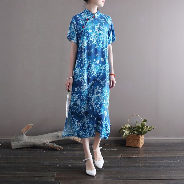 johnature chinese style cheongsam for women summer stand short sleeve a-line cotton linen vintage female cheongsam dress 210521, Black;gray
johnature chinese style cheongsam for women summer stand short sleeve a-line cotton linen vintage female cheongsam dress 210521, Black;gray