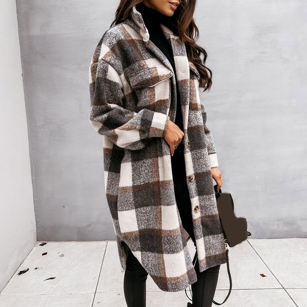 women's wool & blends 2021 autumn women shirt coat fashion plaid printed turn down collar long casual single-breasted winter female ove, Black
women's wool & blends 2021 autumn women shirt coat fashion plaid printed turn down collar long casual single-breasted winter female ove, Black