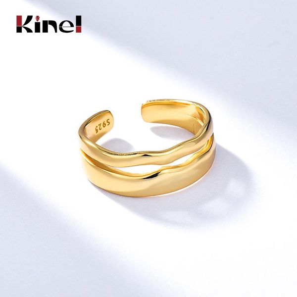 kinel silver 925 jewelry irregular double-layer waves rings for women open adjustable 18k real gold plated anillos cluster, Golden;silver
kinel silver 925 jewelry irregular double-layer waves rings for women open adjustable 18k real gold plated anillos cluster, Golden;silver