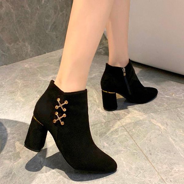 boots basic ankle for women buckle strap zip pointed bare casual square heel short tube booties zapatos de mujer, Black
boots basic ankle for women buckle strap zip pointed bare casual square heel short tube booties zapatos de mujer, Black
