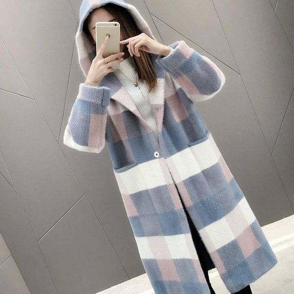 women's wool & blends womens woolen long coat loose faux plaid single breasted cardigans thicken warm jackets outerwear, Black
women's wool & blends womens woolen long coat loose faux plaid single breasted cardigans thicken warm jackets outerwear, Black