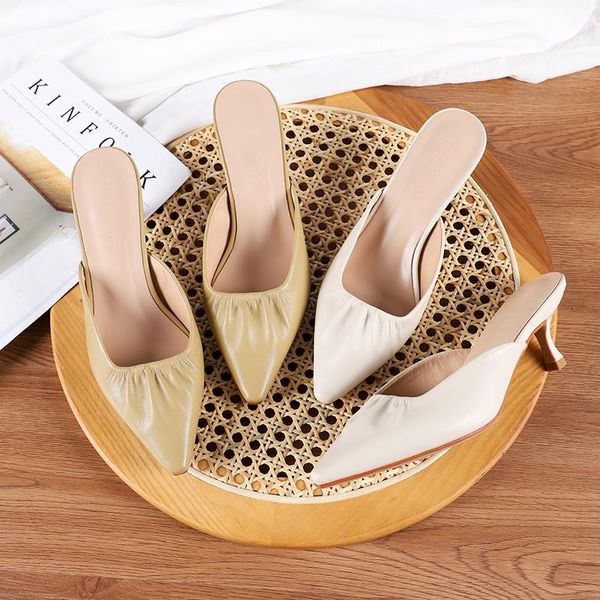 women mules high heels shoes ladies pleated slip on solid lemon beige soft comfortable pointed toe elegant pumps dress, Black
women mules high heels shoes ladies pleated slip on solid lemon beige soft comfortable pointed toe elegant pumps dress, Black