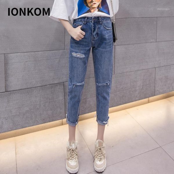women's jeans ionkom women ripped high waist casual button destroyed cut hem pants for zipper ankle-length pencil, Blue
women's jeans ionkom women ripped high waist casual button destroyed cut hem pants for zipper ankle-length pencil, Blue