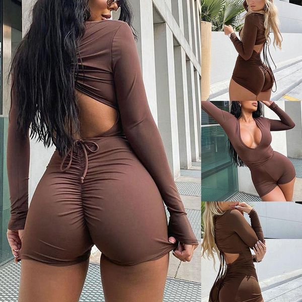 deep v skinny women rompers long sleeve shorts solid drawstring backless cutout hip lift party amp club clothes d30, Black;white
deep v skinny women rompers long sleeve shorts solid drawstring backless cutout hip lift party amp club clothes d30, Black;white