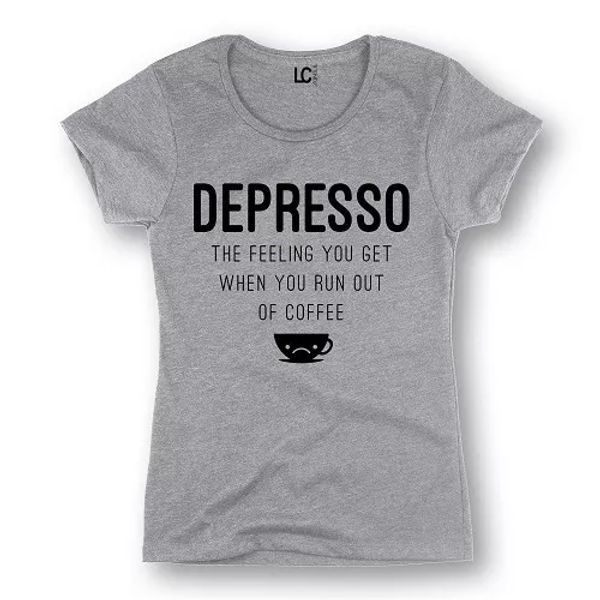 depresso-the feeling when you run out of coffee t shirt tee caffeine addict, White;black
depresso-the feeling when you run out of coffee t shirt tee caffeine addict, White;black