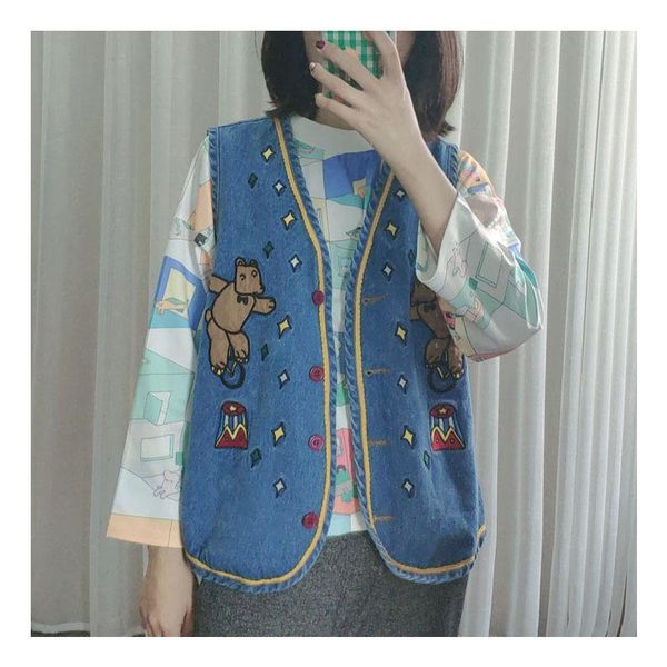 women's vests women winter autumn fashion streetwear short version denim waistcoats student open stitch cartoon embroidery cute sweet v, Black;white
women's vests women winter autumn fashion streetwear short version denim waistcoats student open stitch cartoon embroidery cute sweet v, Black;white