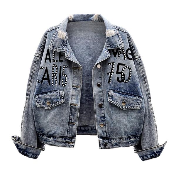 women's jackets 2021 letter rivet frayed printing women short denim grey blue autumn loose jean coats streetwear kurtka damska wiosenna, Black;brown
women's jackets 2021 letter rivet frayed printing women short denim grey blue autumn loose jean coats streetwear kurtka damska wiosenna, Black;brown
