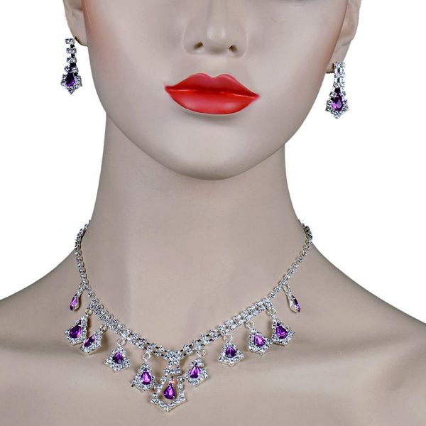 earrings & necklace chran silver plated purple drop crystal wedding jewelry sets for bridemaid
earrings & necklace chran silver plated purple drop crystal wedding jewelry sets for bridemaid