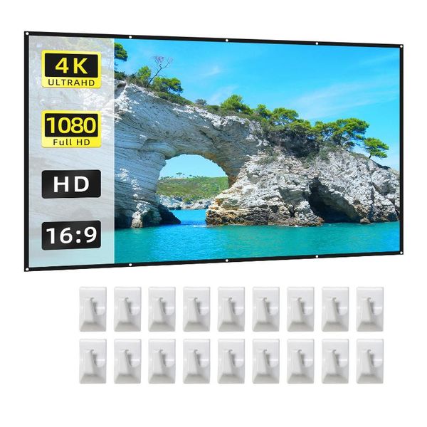 projection screens 60/150 inch projector screen 16:9 4k foldable portable double sided anti-crease movie curtain with hooks
projection screens 60/150 inch projector screen 16:9 4k foldable portable double sided anti-crease movie curtain with hooks