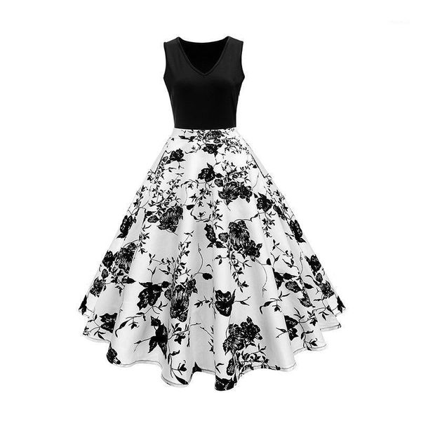 vintage elegant dresses women v neck sleeveless ball gown fashion floral print patchwork gothic style party dress vestidos casual, Black;gray
vintage elegant dresses women v neck sleeveless ball gown fashion floral print patchwork gothic style party dress vestidos casual, Black;gray