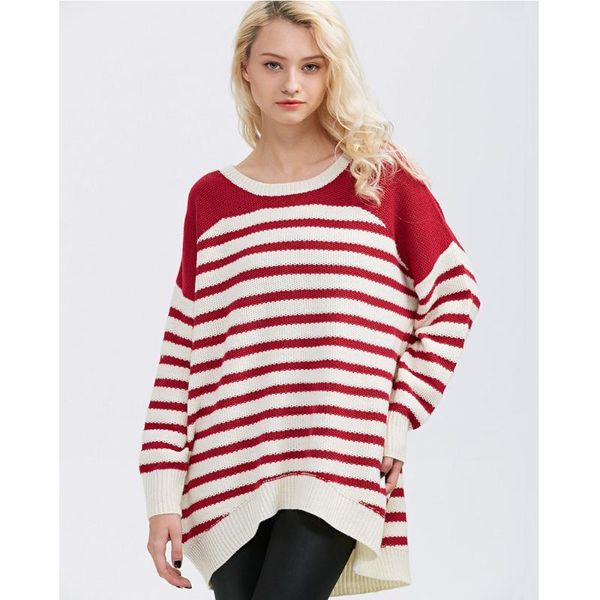 women's sweaters azulina oversized sweater autumn winter women pull femme striped knitwear long sleeve o-neck pullover, White;black
women's sweaters azulina oversized sweater autumn winter women pull femme striped knitwear long sleeve o-neck pullover, White;black