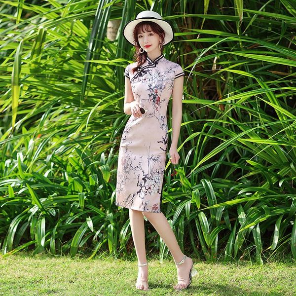 summer oriental elegant classic women slim satin cheongsam rayon printed knee-length qipao traditional chinese wedding dresses ethnic clothi, Red
summer oriental elegant classic women slim satin cheongsam rayon printed knee-length qipao traditional chinese wedding dresses ethnic clothi, Red
