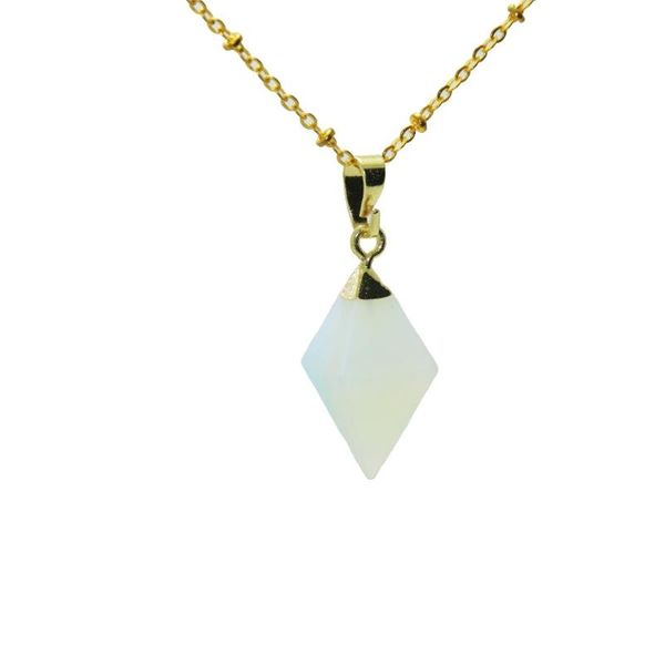 pendant necklaces fluorescent white natural stone rhombus gold healing necklace faceted jewelry girl opal women, Silver
pendant necklaces fluorescent white natural stone rhombus gold healing necklace faceted jewelry girl opal women, Silver