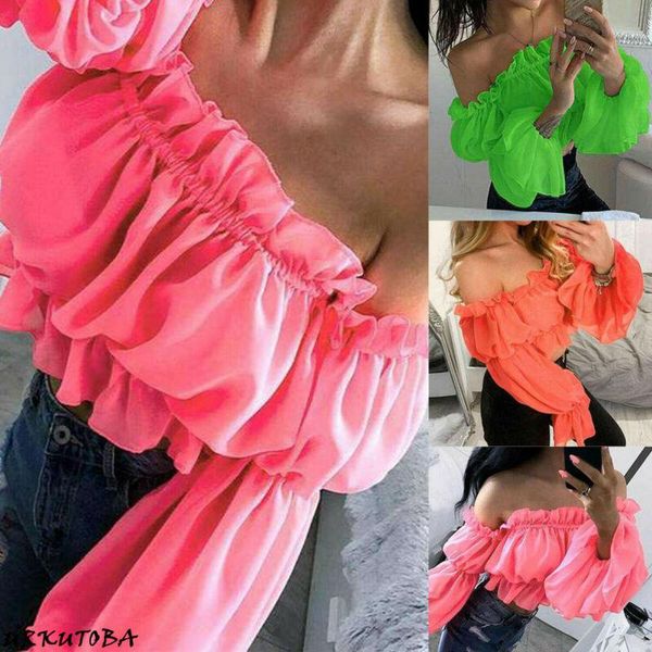 women's t-shirt fashion womens chiffon long puff sleeve off shoulder crop loose casual lady corp shirts, White
women's t-shirt fashion womens chiffon long puff sleeve off shoulder crop loose casual lady corp shirts, White