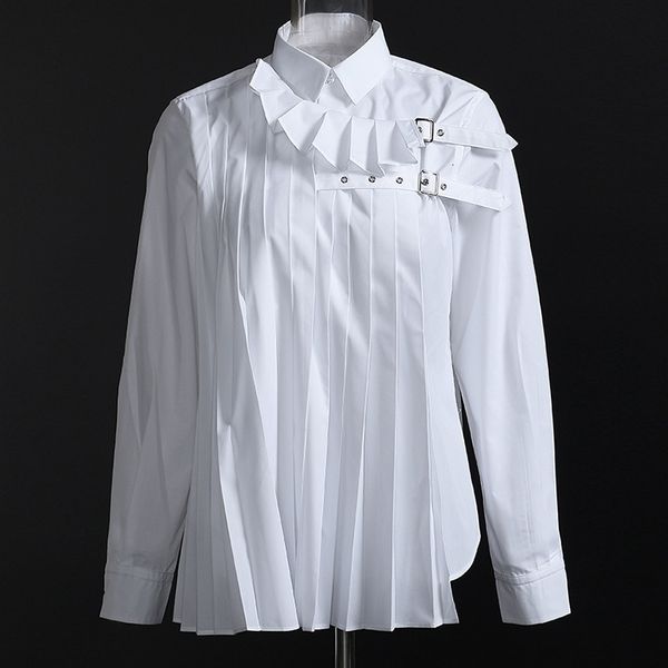 women's two piece pants white cotton blouses pleated long sleeve high street shirts blusas 0smx
women's two piece pants white cotton blouses pleated long sleeve high street shirts blusas 0smx