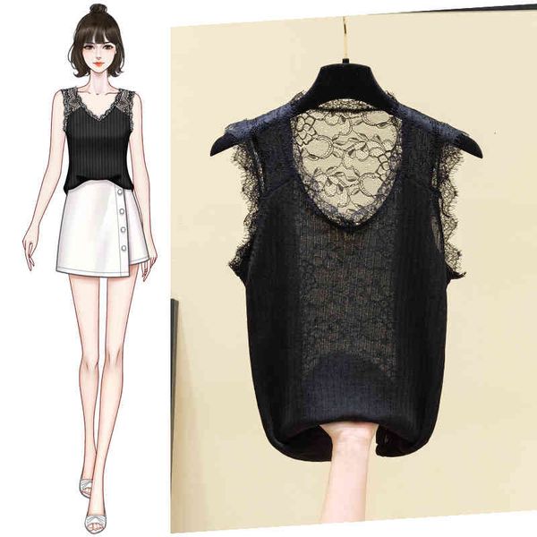 women's sweaters lace patchwork v-neck knitted tank 2021 arrival black white sleeveless summer 88qk, White;black
women's sweaters lace patchwork v-neck knitted tank 2021 arrival black white sleeveless summer 88qk, White;black