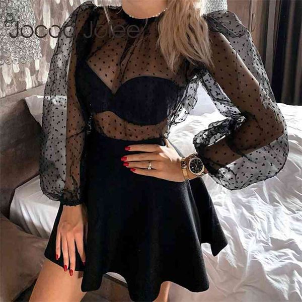women summer polka dot mesh see through shirt casual puff long sleeve perspective club party blouse 210416, White
women summer polka dot mesh see through shirt casual puff long sleeve perspective club party blouse 210416, White