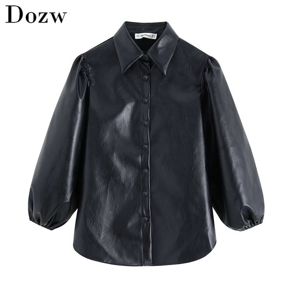 vintage black pu faux leather blouse shirt women fashion turn down collar lantern sleeve shirt streetwear blouse blusas 210414, White
vintage black pu faux leather blouse shirt women fashion turn down collar lantern sleeve shirt streetwear blouse blusas 210414, White