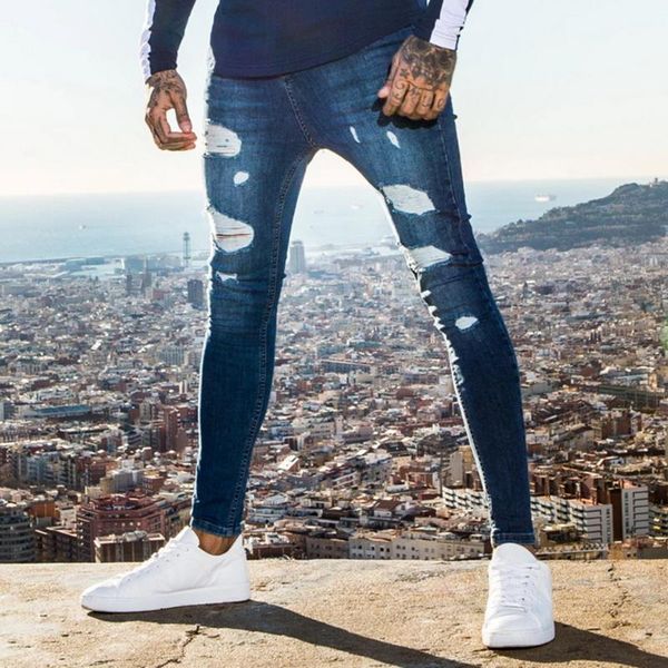 fashion streetwear mens jeans destroyed ripped design pencil denim pants ankle skinny men full length men's, Blue
fashion streetwear mens jeans destroyed ripped design pencil denim pants ankle skinny men full length men's, Blue