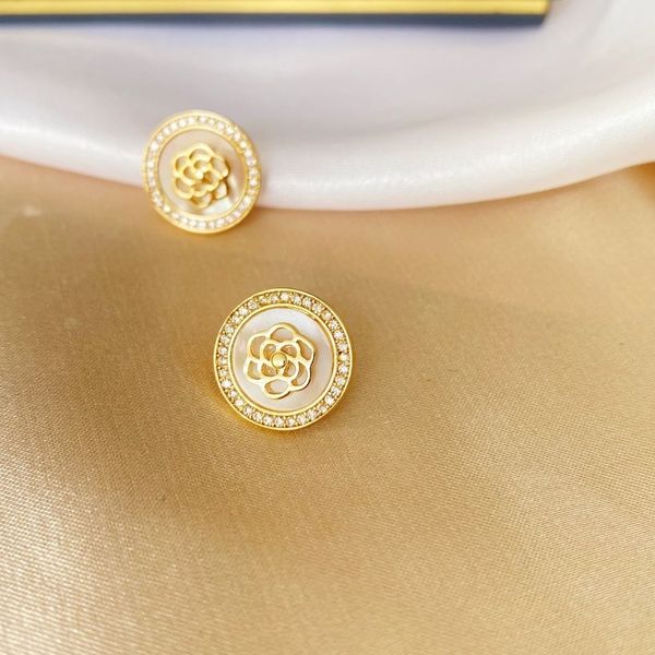 s925 silver needle fritillaria mountain camellia earrings korea east gate round earrings women's fashion, Golden
s925 silver needle fritillaria mountain camellia earrings korea east gate round earrings women's fashion, Golden
