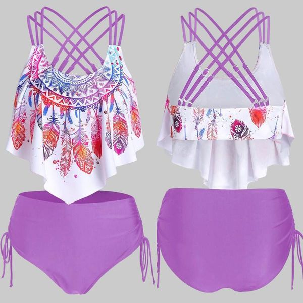 women's swimwear women feather print bikini swimming set push-up overlay flounce crisscross tankini high waist swimsuit biquini mujer45, White;black
women's swimwear women feather print bikini swimming set push-up overlay flounce crisscross tankini high waist swimsuit biquini mujer45, White;black