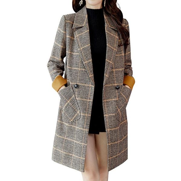 women's jackets autumn winter long women 2021 basic jacket coats plaid sleeve causal windbreaker famale woolen coat, Black;brown
women's jackets autumn winter long women 2021 basic jacket coats plaid sleeve causal windbreaker famale woolen coat, Black;brown