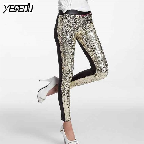 #0503 spring summer punk pu sequins leggings sequin pants elastic high waist club faux leather shiny silver/gold/red 211215, Black
#0503 spring summer punk pu sequins leggings sequin pants elastic high waist club faux leather shiny silver/gold/red 211215, Black