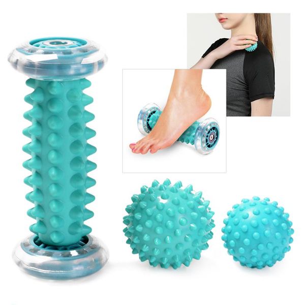 

plantar fasciitis foot massage roller with spiky ball for hand leg back pain therapy deep tissue trigger point recovery yoga balls