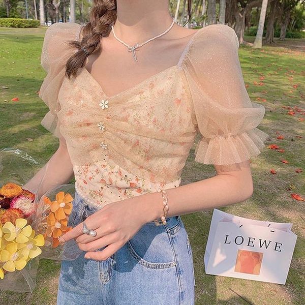 women's polos floral lace shits office lady 2021 summer french blouse and women elegant v-neck button y2k crop korean style chic, White
women's polos floral lace shits office lady 2021 summer french blouse and women elegant v-neck button y2k crop korean style chic, White
