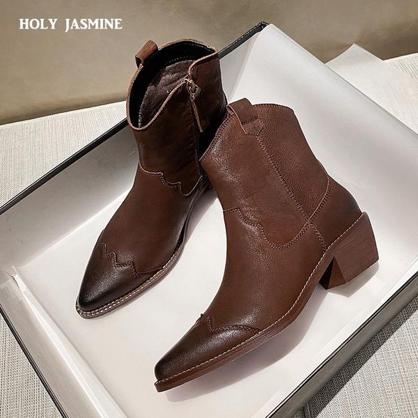 boots retro western cowboy for women pointed toe women's shoes brand embossing genuine leather ankle chunky wedges, Black
boots retro western cowboy for women pointed toe women's shoes brand embossing genuine leather ankle chunky wedges, Black