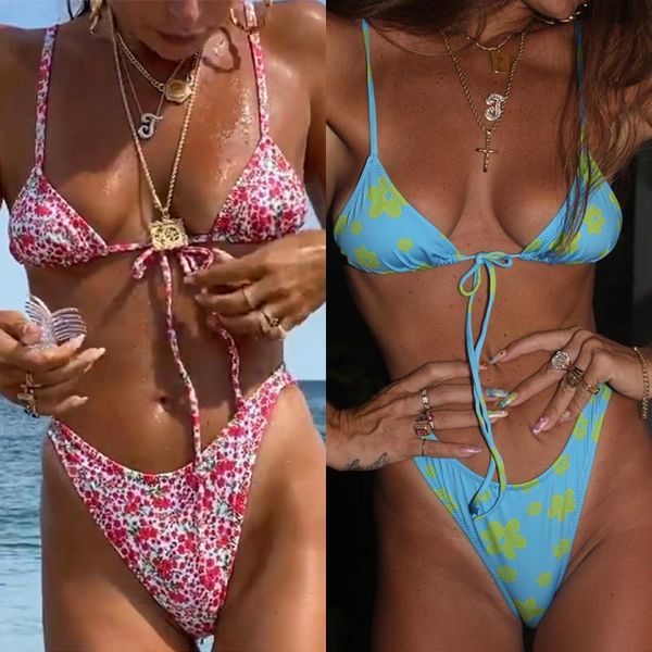 women's swimwear floral print bikini 2021 biquini string swimsuit high cut set bathing suit women waist bikinis beach, White;black
women's swimwear floral print bikini 2021 biquini string swimsuit high cut set bathing suit women waist bikinis beach, White;black