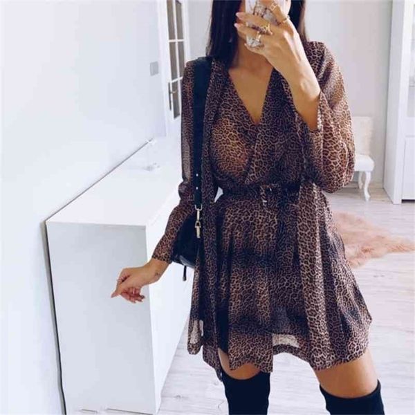 foridol leopard print bowknot spring autumn dress women elegant belt short chiffon dress v neck brown a-line dress 210415, Black;gray
foridol leopard print bowknot spring autumn dress women elegant belt short chiffon dress v neck brown a-line dress 210415, Black;gray