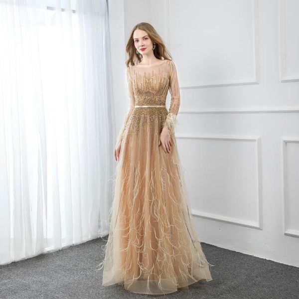 party dresses yqlnne elegant gold feathers full sleeve evening dress o neck long crystals beaded formal gown women, White;black
party dresses yqlnne elegant gold feathers full sleeve evening dress o neck long crystals beaded formal gown women, White;black