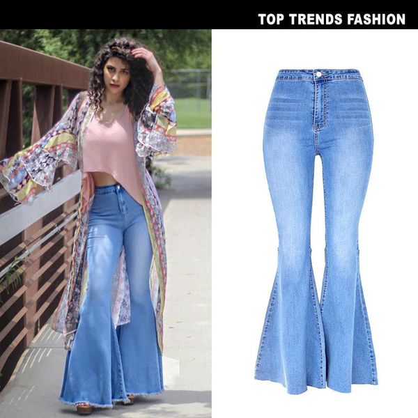 women's jeans european and american retro high-waist stretch-washed thin wide-leg pants oversized trumpet denim trousers, Blue
women's jeans european and american retro high-waist stretch-washed thin wide-leg pants oversized trumpet denim trousers, Blue