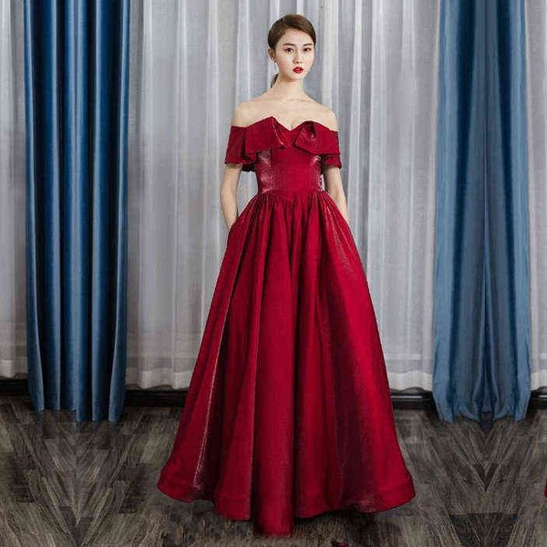 prom luxury boutique occasion dresses toast 2021 summer red one line shoulder thin banquet host engagement evening 's long style, Black
prom luxury boutique occasion dresses toast 2021 summer red one line shoulder thin banquet host engagement evening 's long style, Black