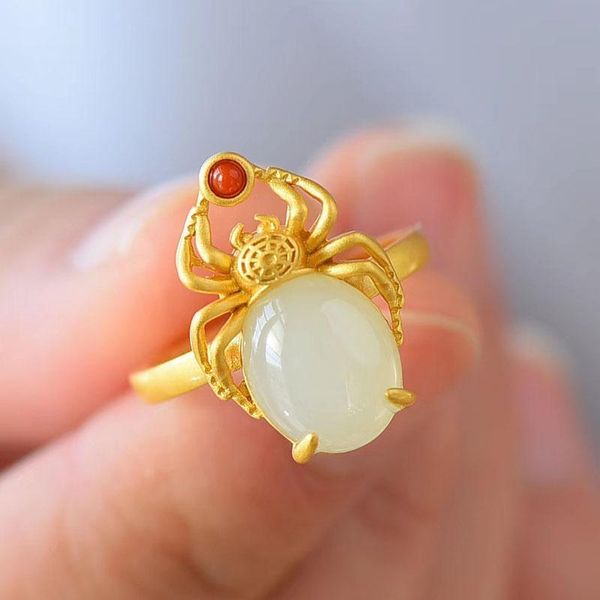 silver original natural hetian chalcedony spider shape exaggerated dominee neutral men and women adjustable ring cluster rings, Golden;silver
silver original natural hetian chalcedony spider shape exaggerated dominee neutral men and women adjustable ring cluster rings, Golden;silver