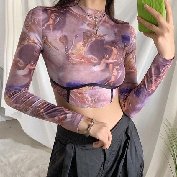 women's t-shirt elegant women art oil painting printed cropped shirts autumn winter long sleeve slim bodycon tees graphic t shirt, White
women's t-shirt elegant women art oil painting printed cropped shirts autumn winter long sleeve slim bodycon tees graphic t shirt, White