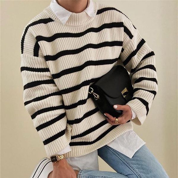 women's sweaters knitted striped loose pullover women sweater autumn thick long sleeve jumper female 2021 causal lady streetwear, White;black
women's sweaters knitted striped loose pullover women sweater autumn thick long sleeve jumper female 2021 causal lady streetwear, White;black