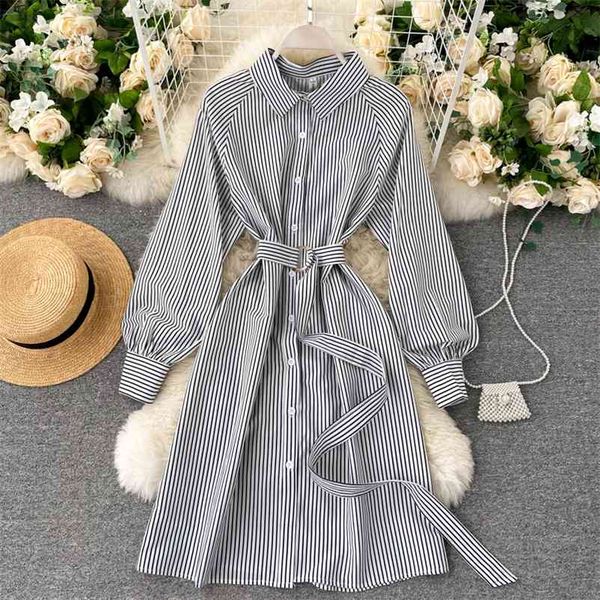 spring and autumn classic striped mid-length women's temperament shirt dress female all-match 210514, Black;gray
spring and autumn classic striped mid-length women's temperament shirt dress female all-match 210514, Black;gray