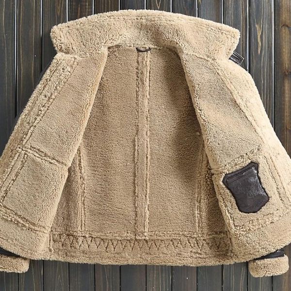 men's leather & faux mens winter natural wool lining overcoat thick warm shearling coat luxury fur male slim pilot sheepskin genuine ja, Black
men's leather & faux mens winter natural wool lining overcoat thick warm shearling coat luxury fur male slim pilot sheepskin genuine ja, Black